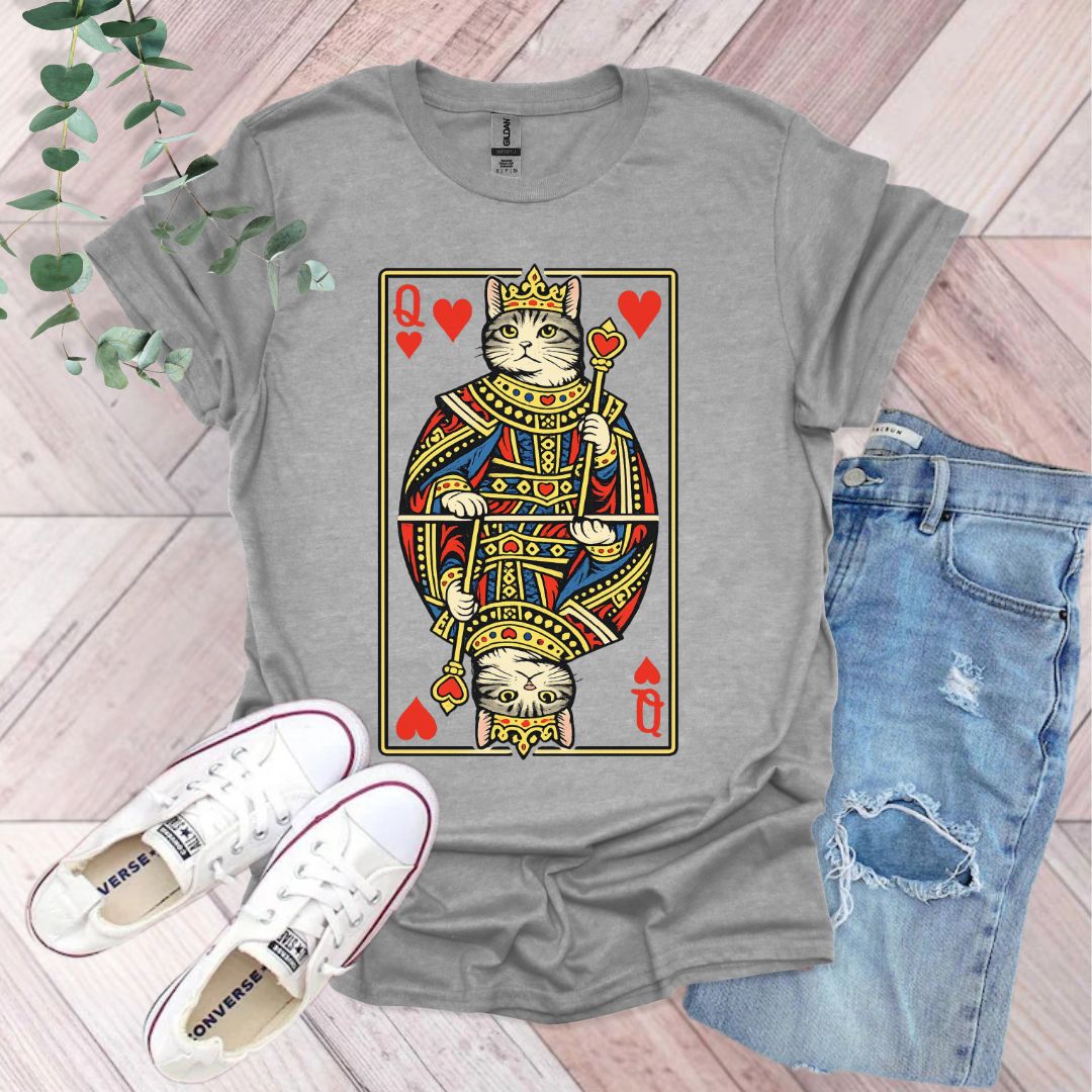Queen of Hearts Cute Cat T-Shirt