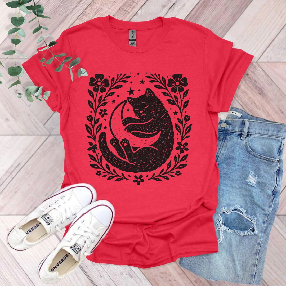 Vintage Sleeping Cat Moon T-Shirt