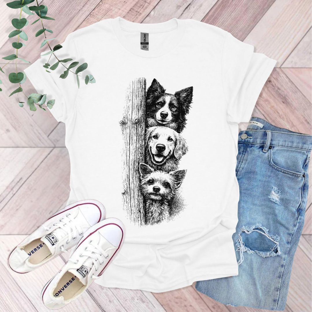 Vintage Peeking Dogs T-Shirt
