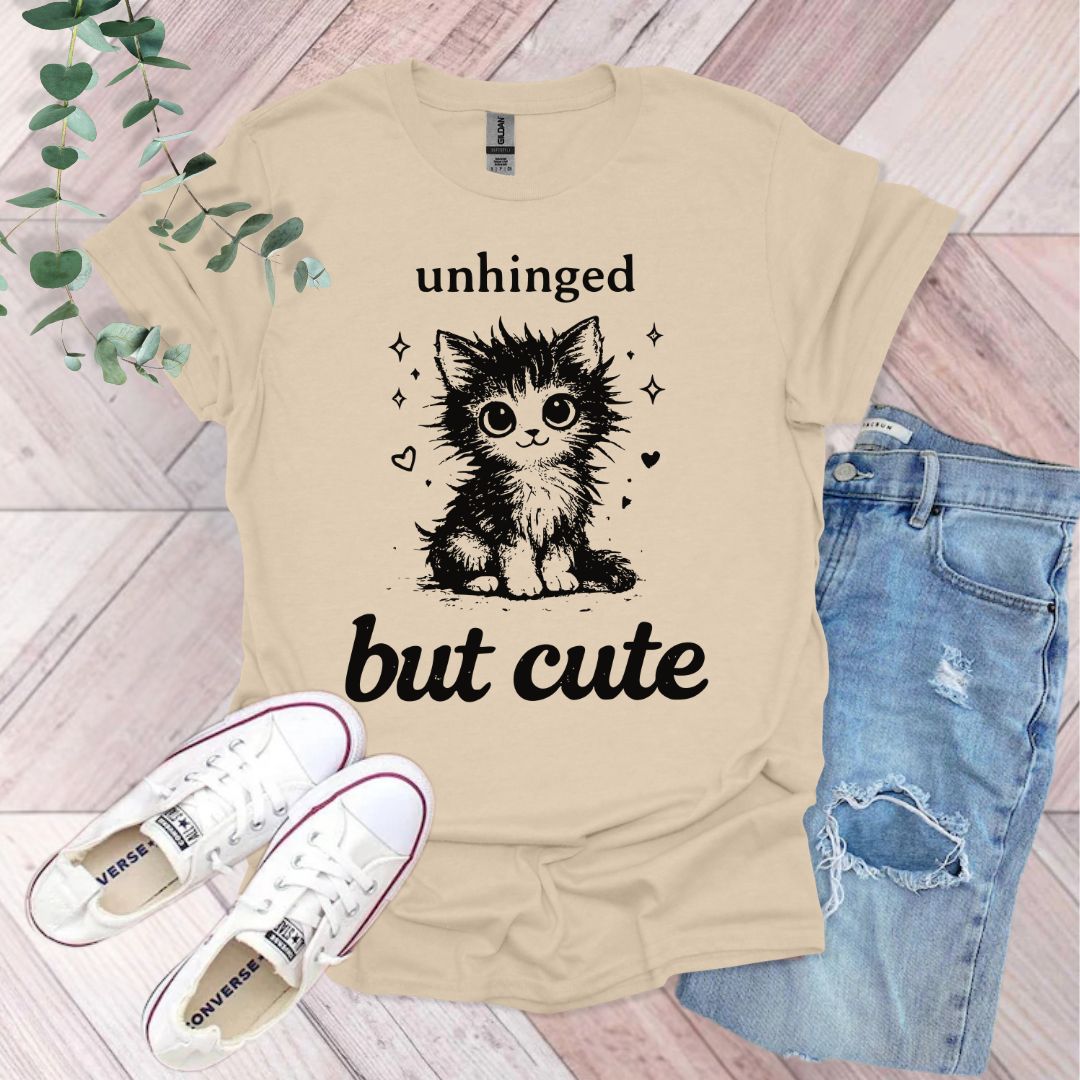 Unhinged But Cute Cat T-Shirt