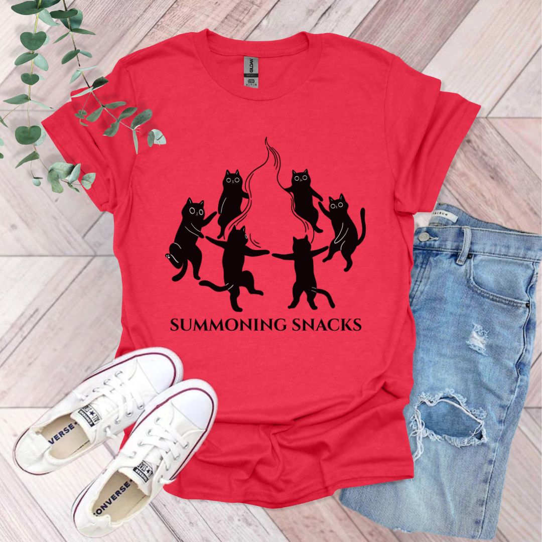 Summoning Snacks Funny Black Cats T-Shirt
