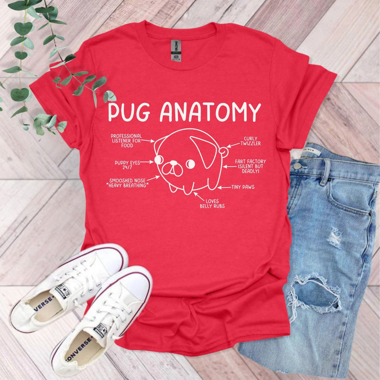 Pug Anatomy Funny Dog T-Shirt