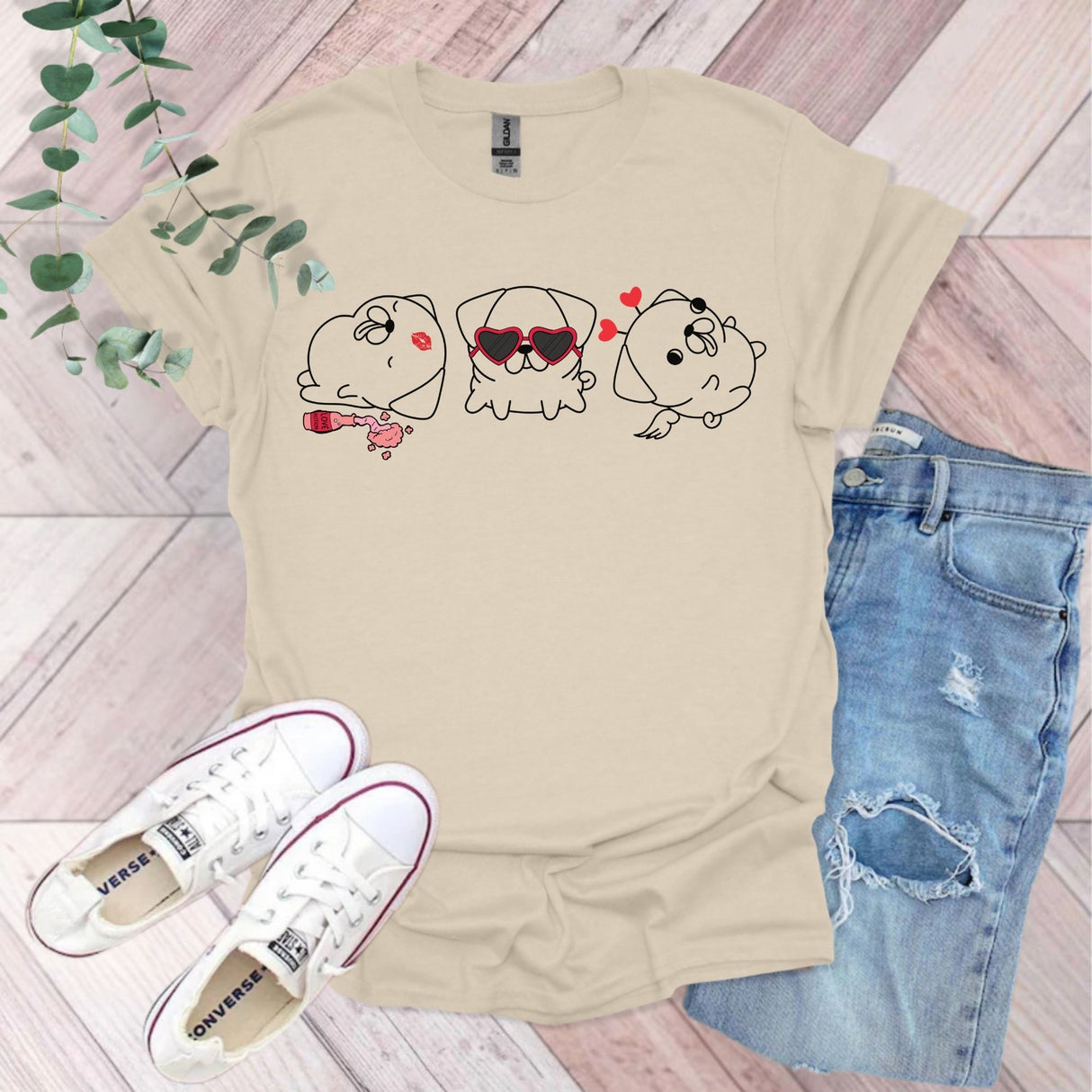 Valentine Pug T-Shirt