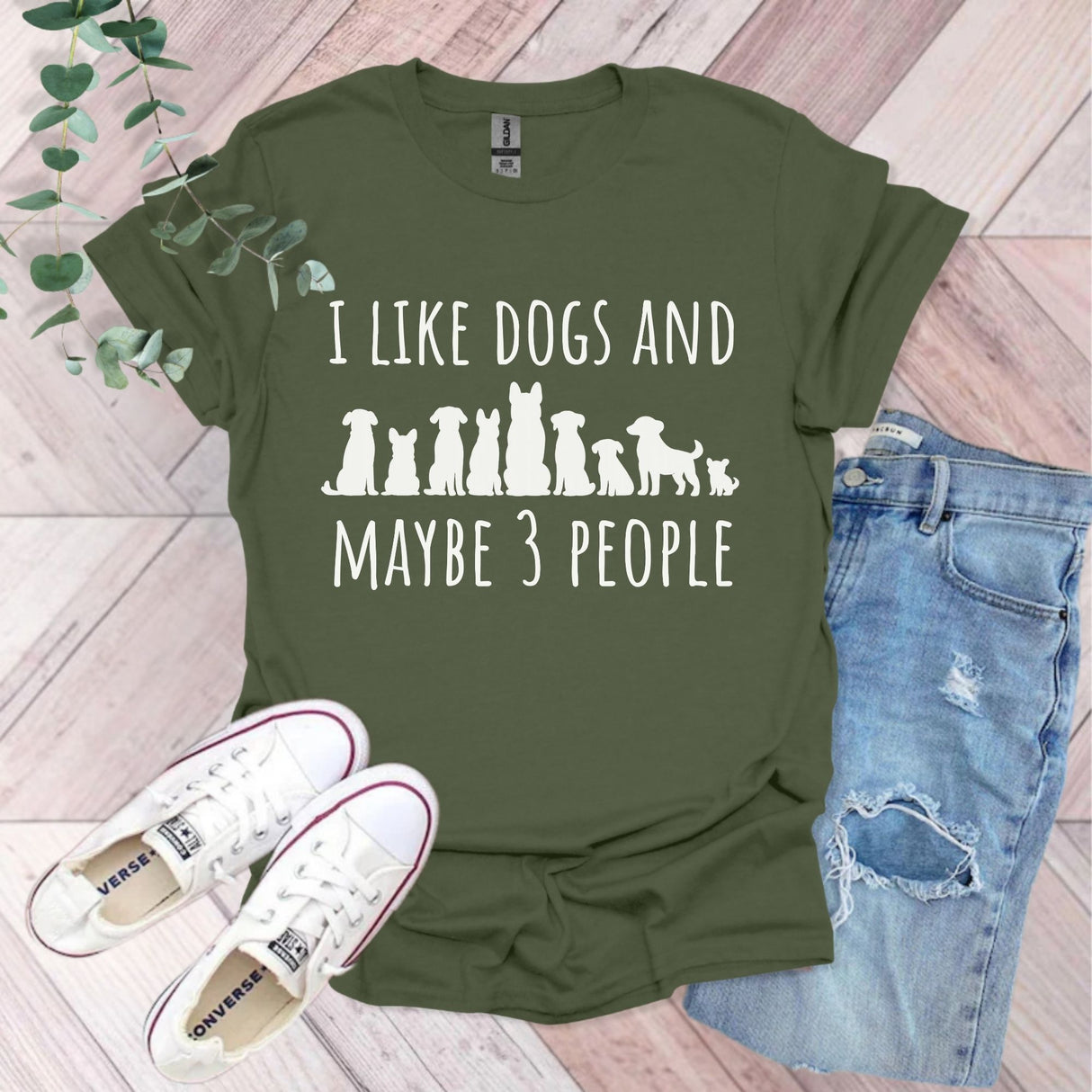 I Like Dogs and Maybe Three People T-Shirt | Funny Dog Lover Gift