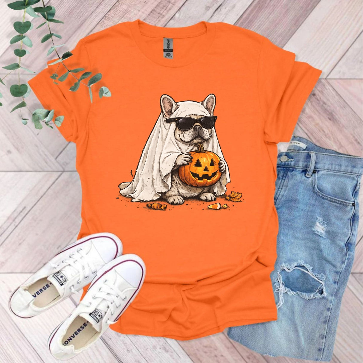 Halloween Ghost French Bulldog T-Shirt