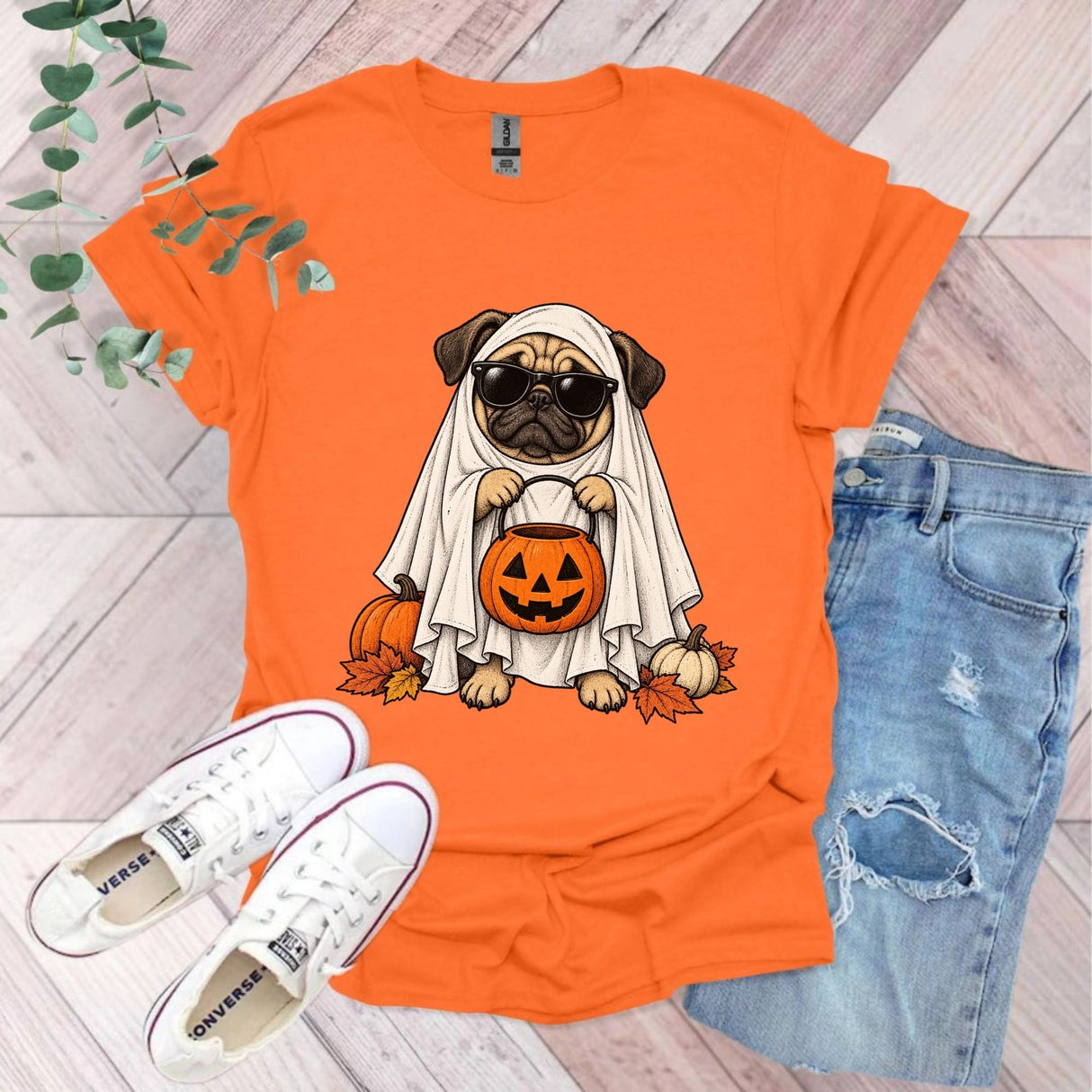 Halloween Ghost Pug T-Shirt