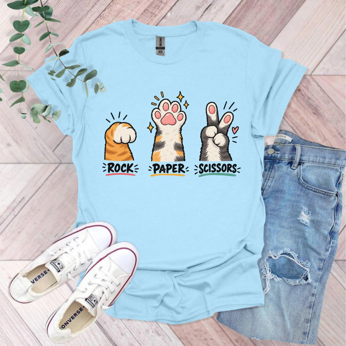 Rock Paper Scissors Funny Cat T-Shirt