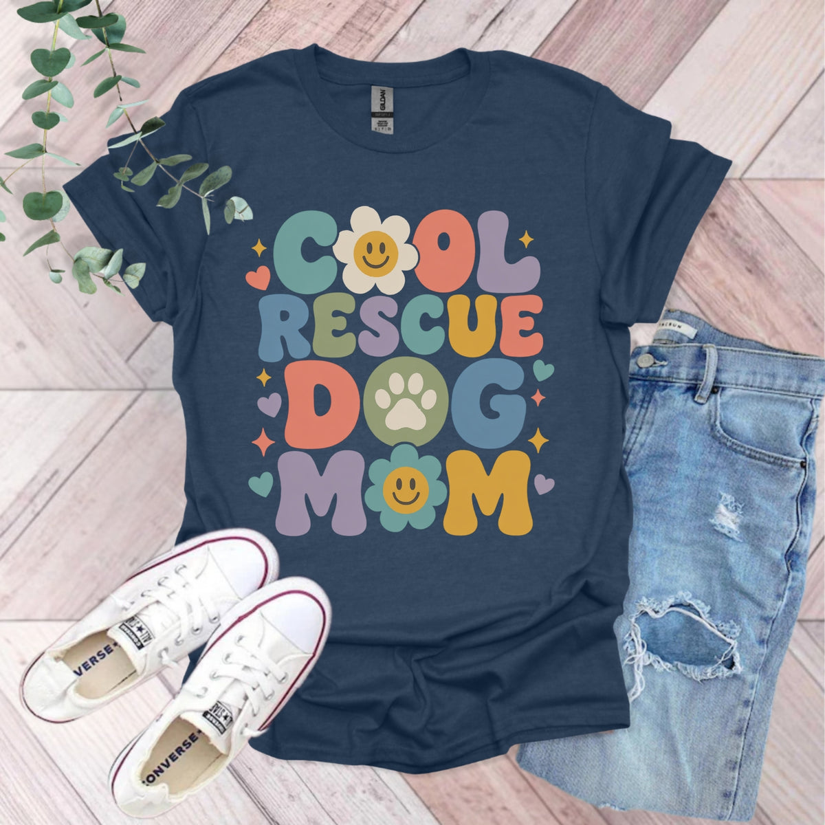 Cool Rescue Dog Mom T-Shirt