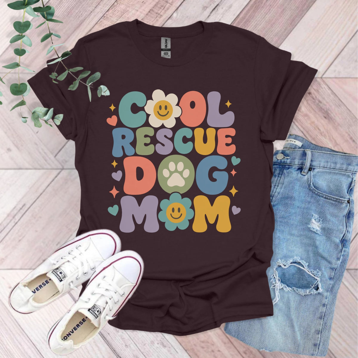 Cool Rescue Dog Mom T-Shirt