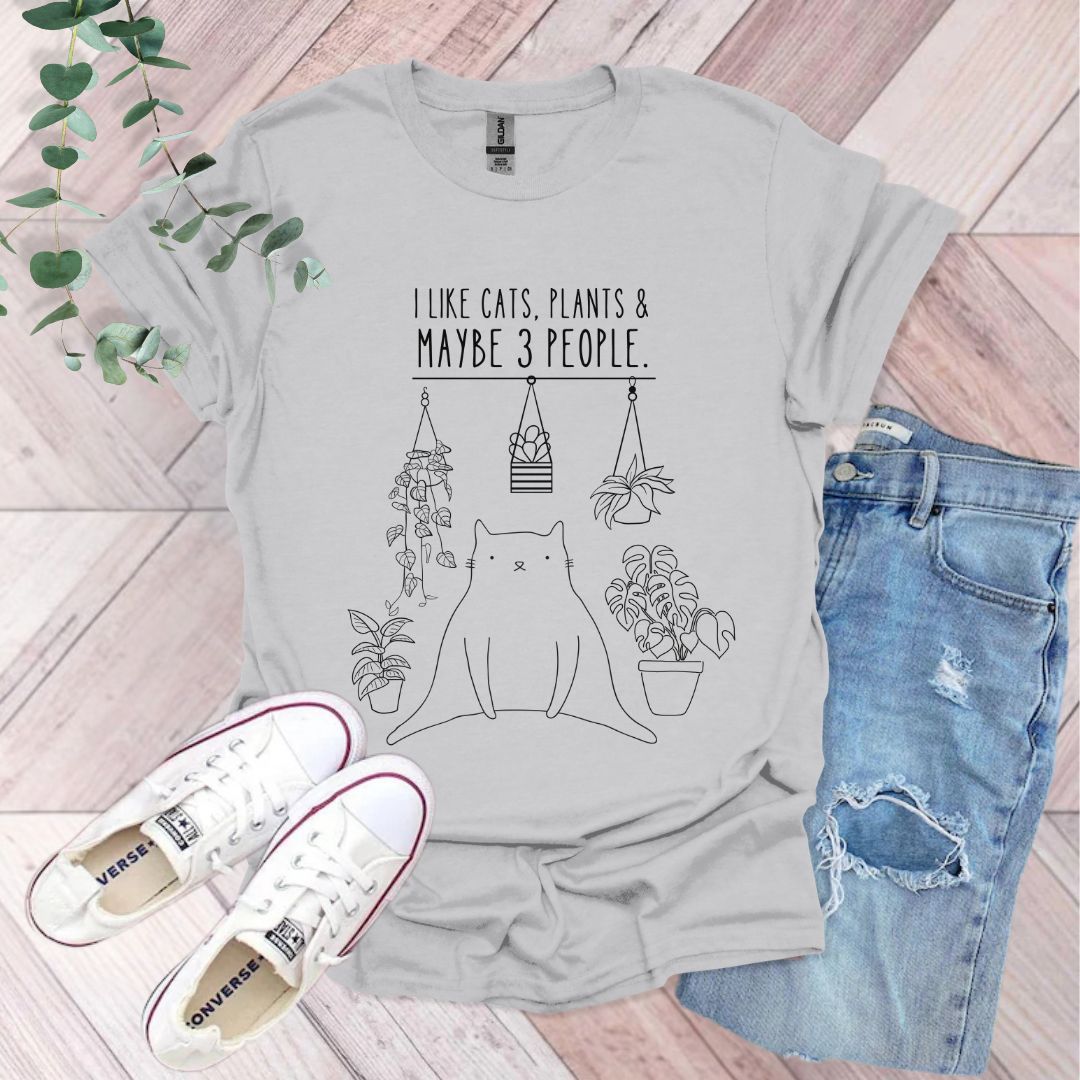 I Like Cats, Plants & Maybe 3 People T-Shirt