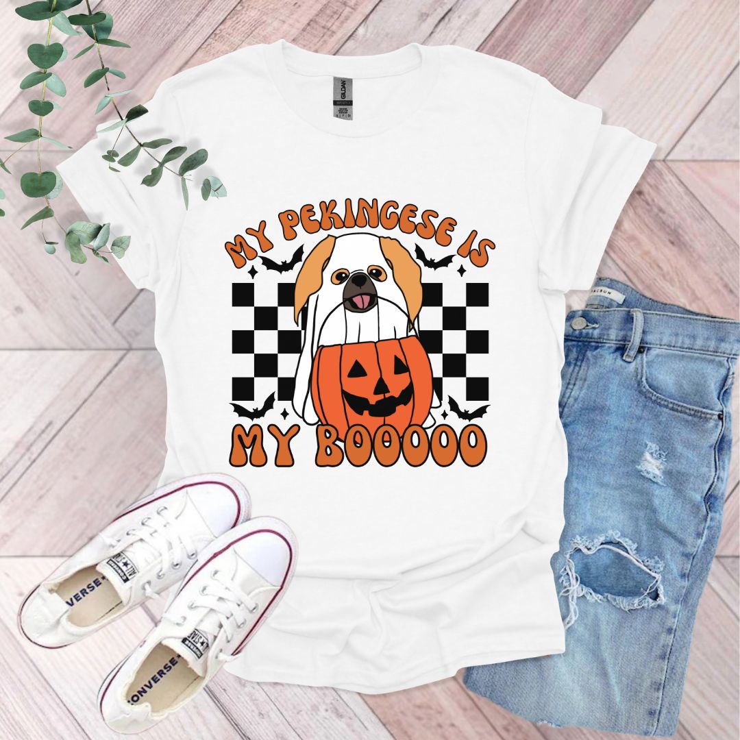 a t - shirt with a dog wearing a pumpkin costume