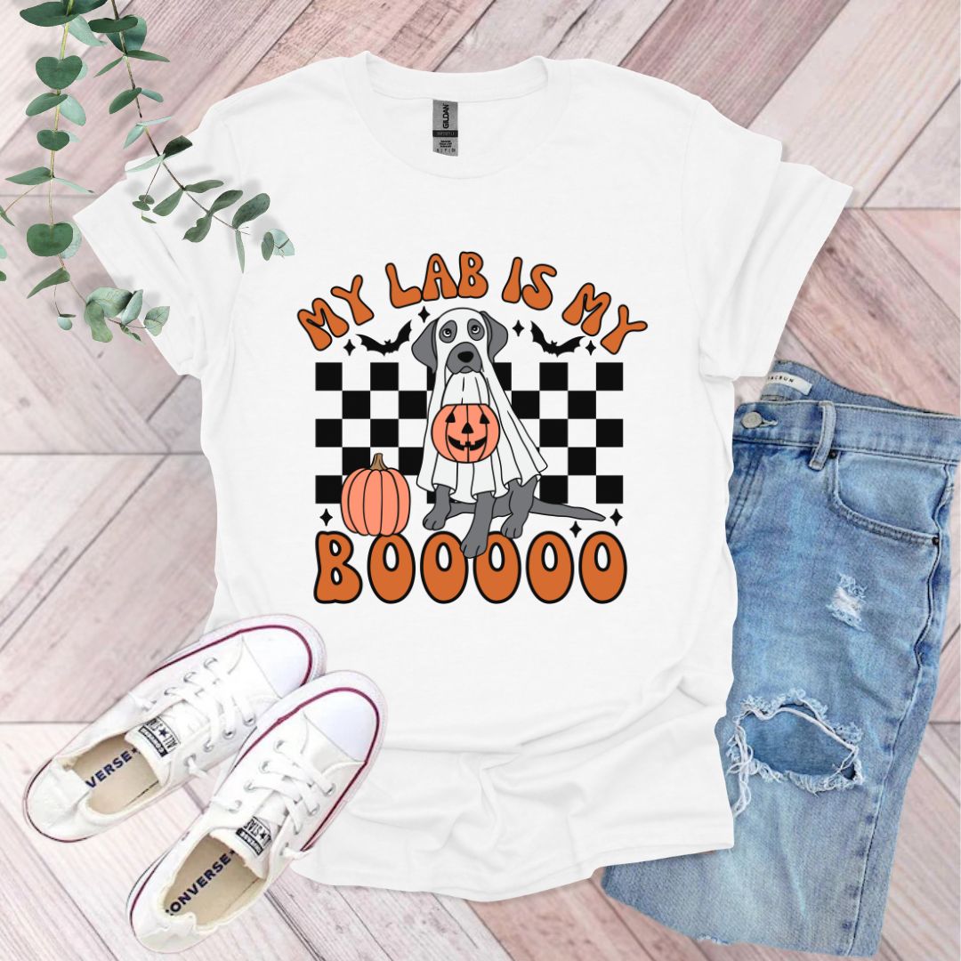 a t - shirt with a dog wearing a pumpkin costume