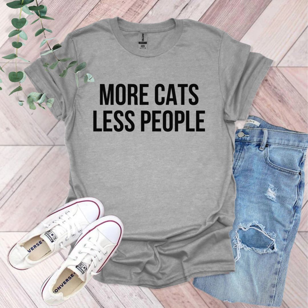 a t - shirt that says more cats less people