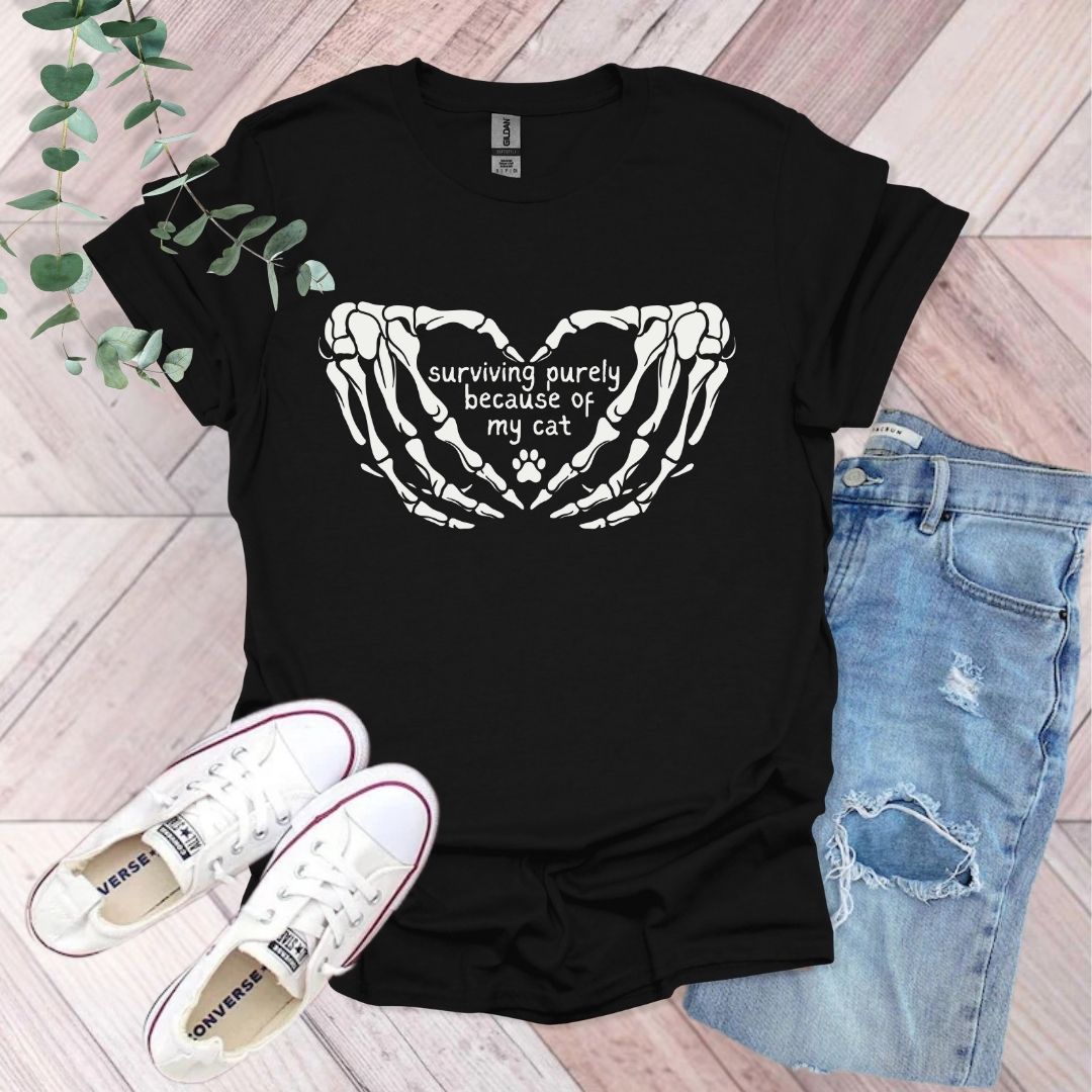 Surviving Purely Because of My Cat T-Shirt