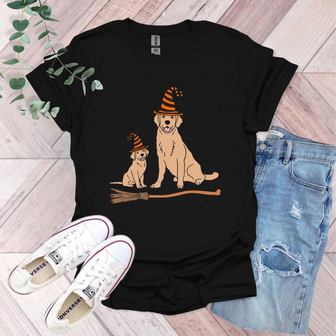 Halloween Golden Retriever Witch T-Shirt