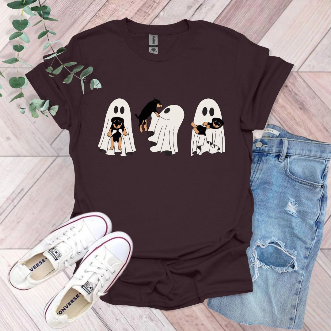 Spooky Ghost and Rottweiler Puppy T-Shirt