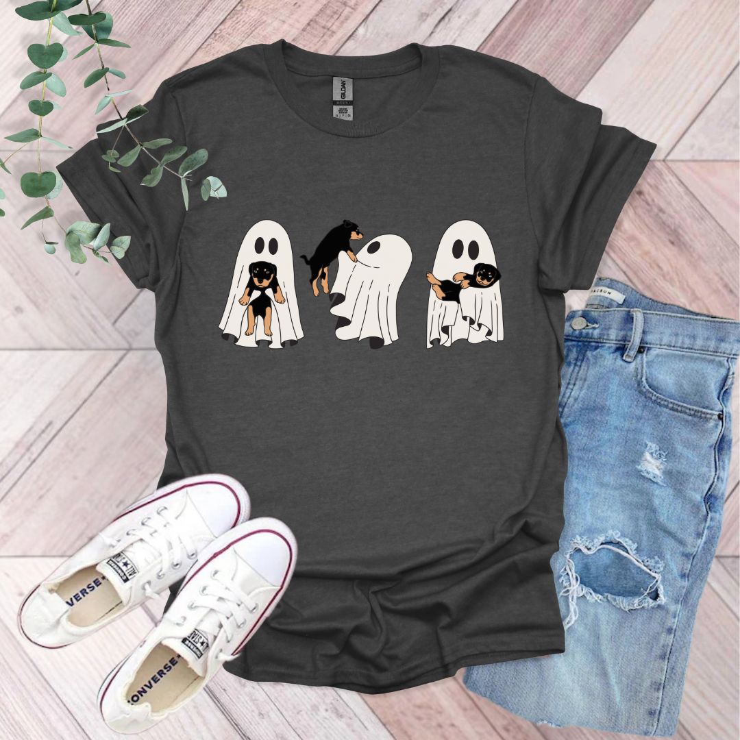 Spooky Ghost and Rottweiler Puppy T-Shirt