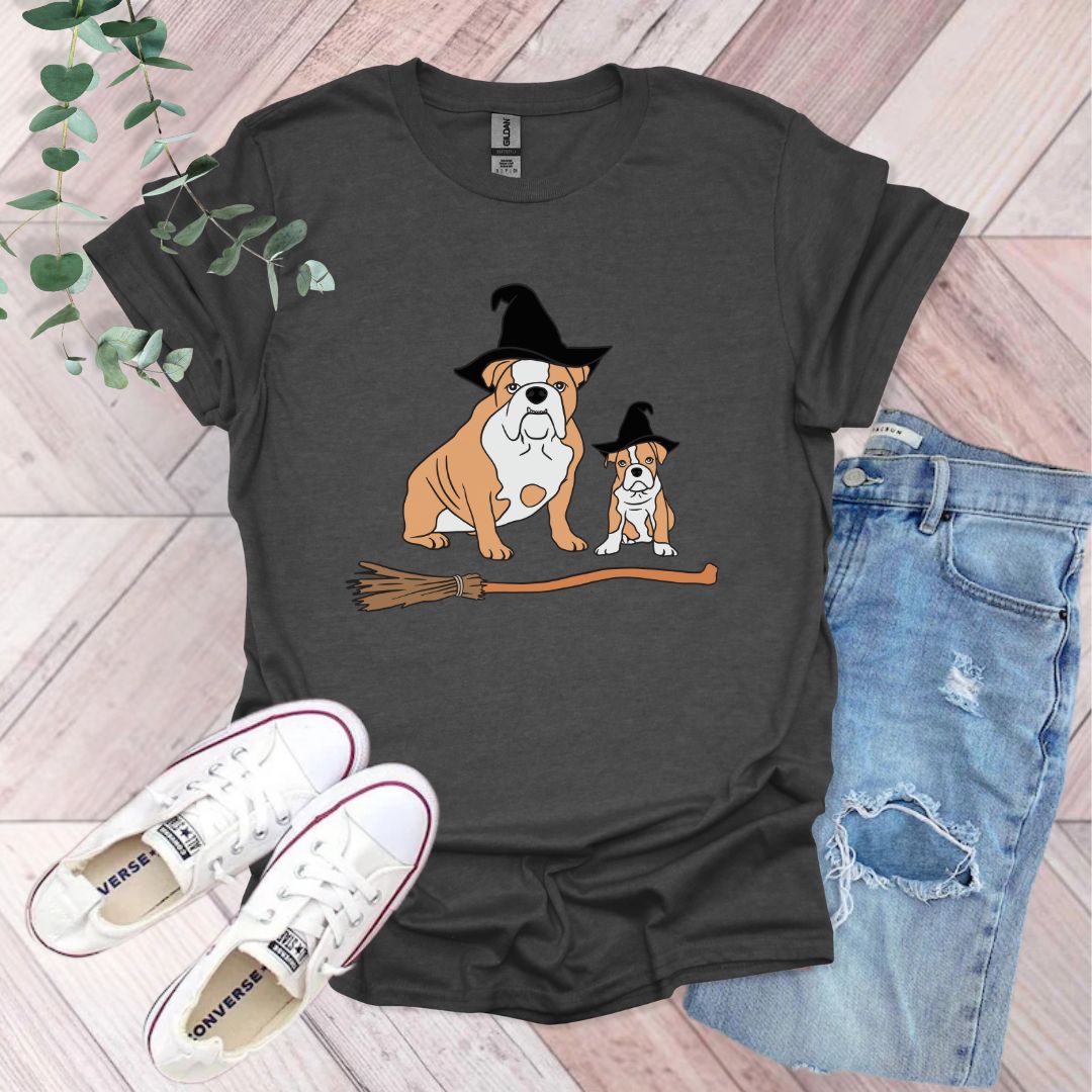 Halloween Bulldog Witch T-Shirt