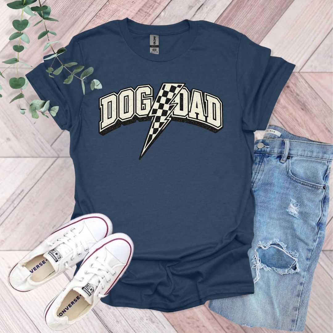 Dog Dad Retro Checker T-Shirt