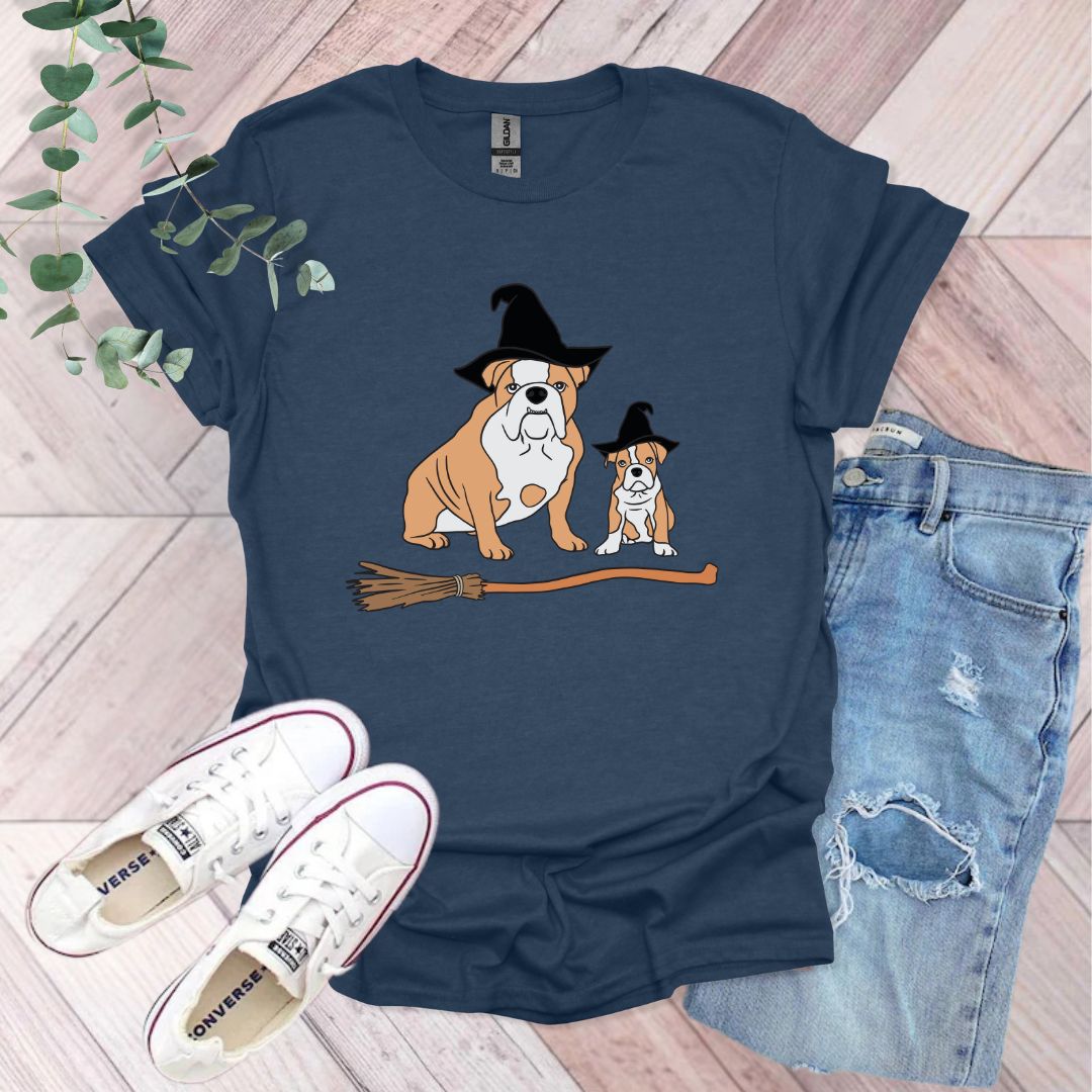 Halloween Bulldog Witch T-Shirt