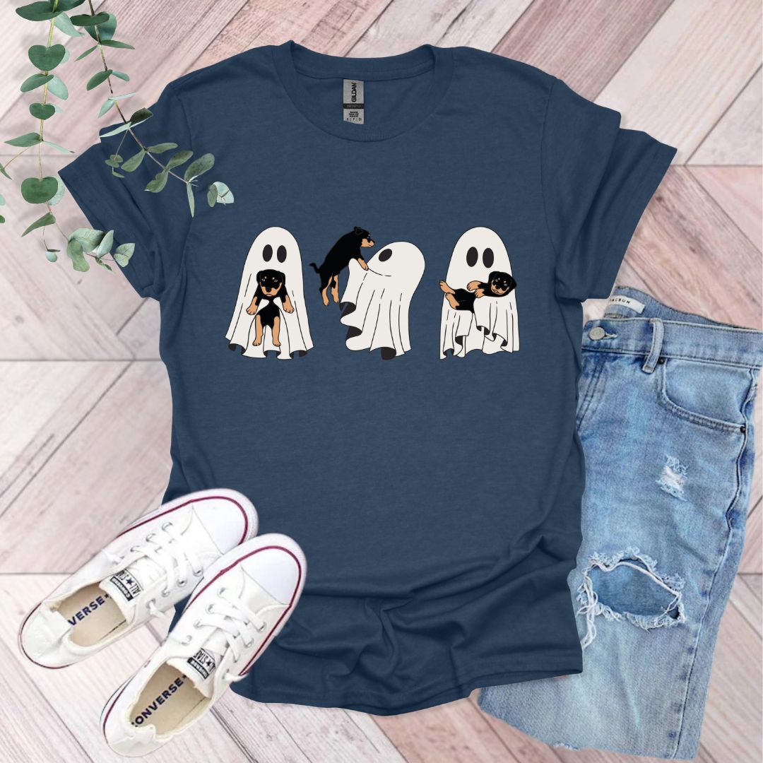 Spooky Ghost and Rottweiler Puppy T-Shirt