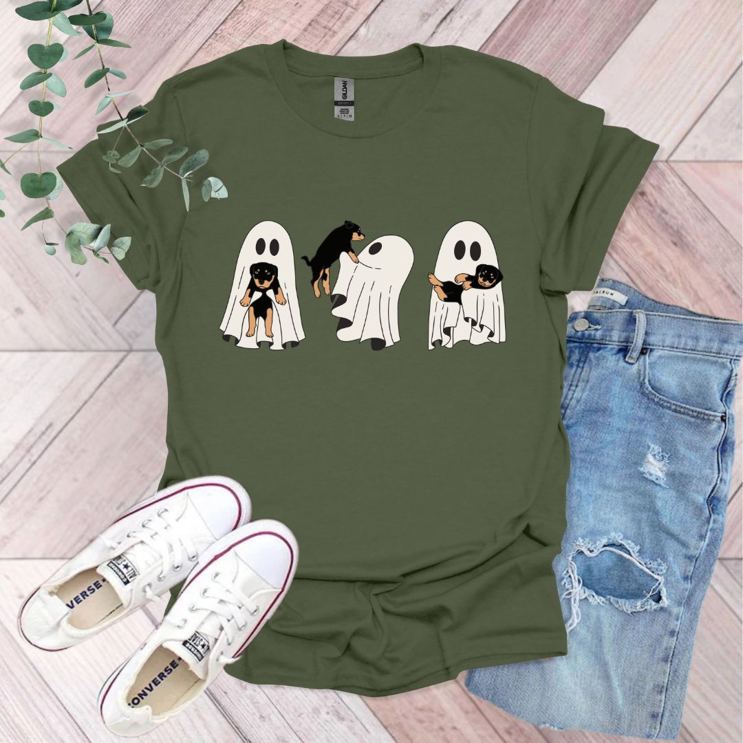 Spooky Ghost and Rottweiler Puppy T-Shirt