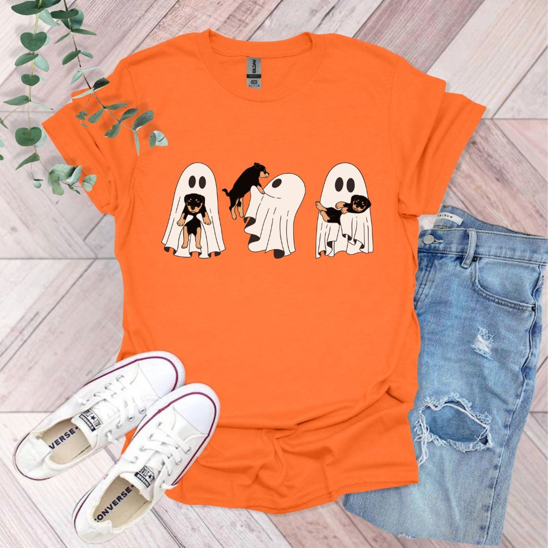 Spooky Ghost and Rottweiler Puppy T-Shirt