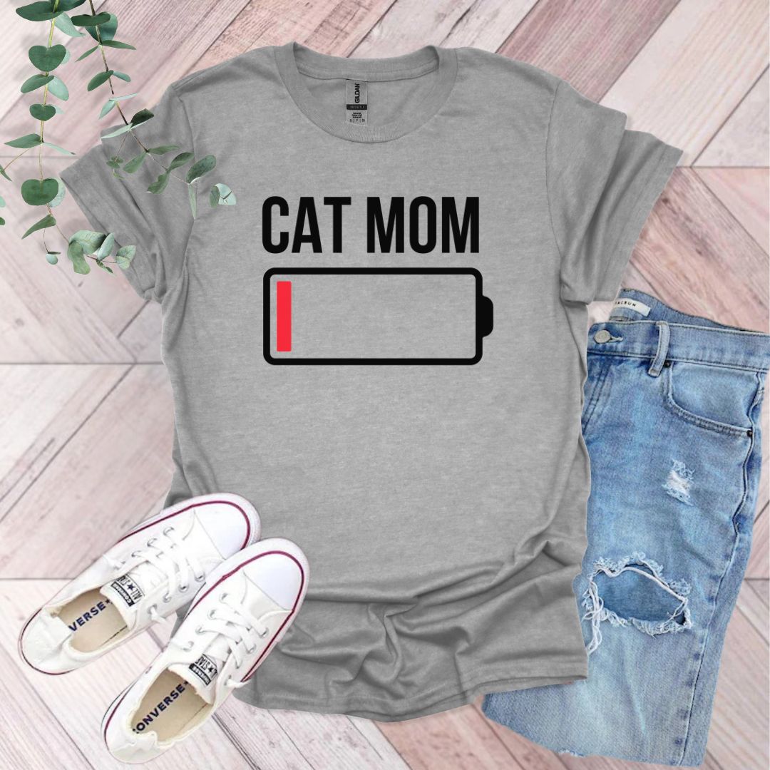 Cat Mom Low Battery T-Shirt