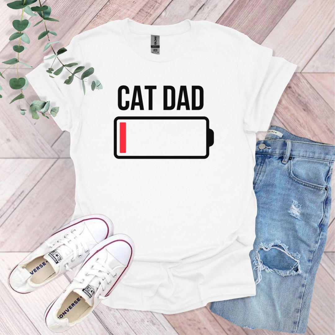 Cat Dad Low Battery T-Shirt