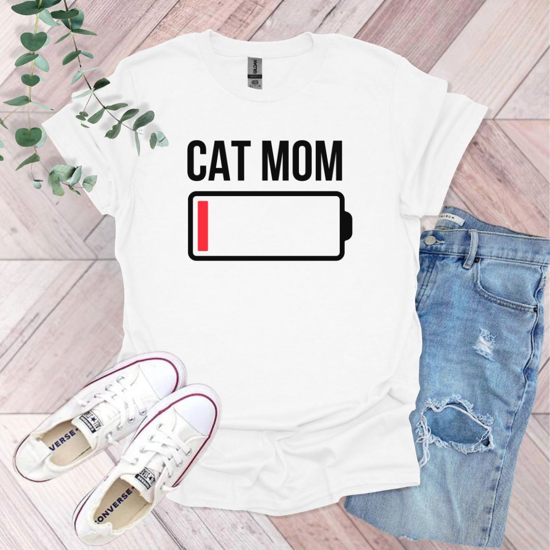Cat Mom Low Battery T-Shirt