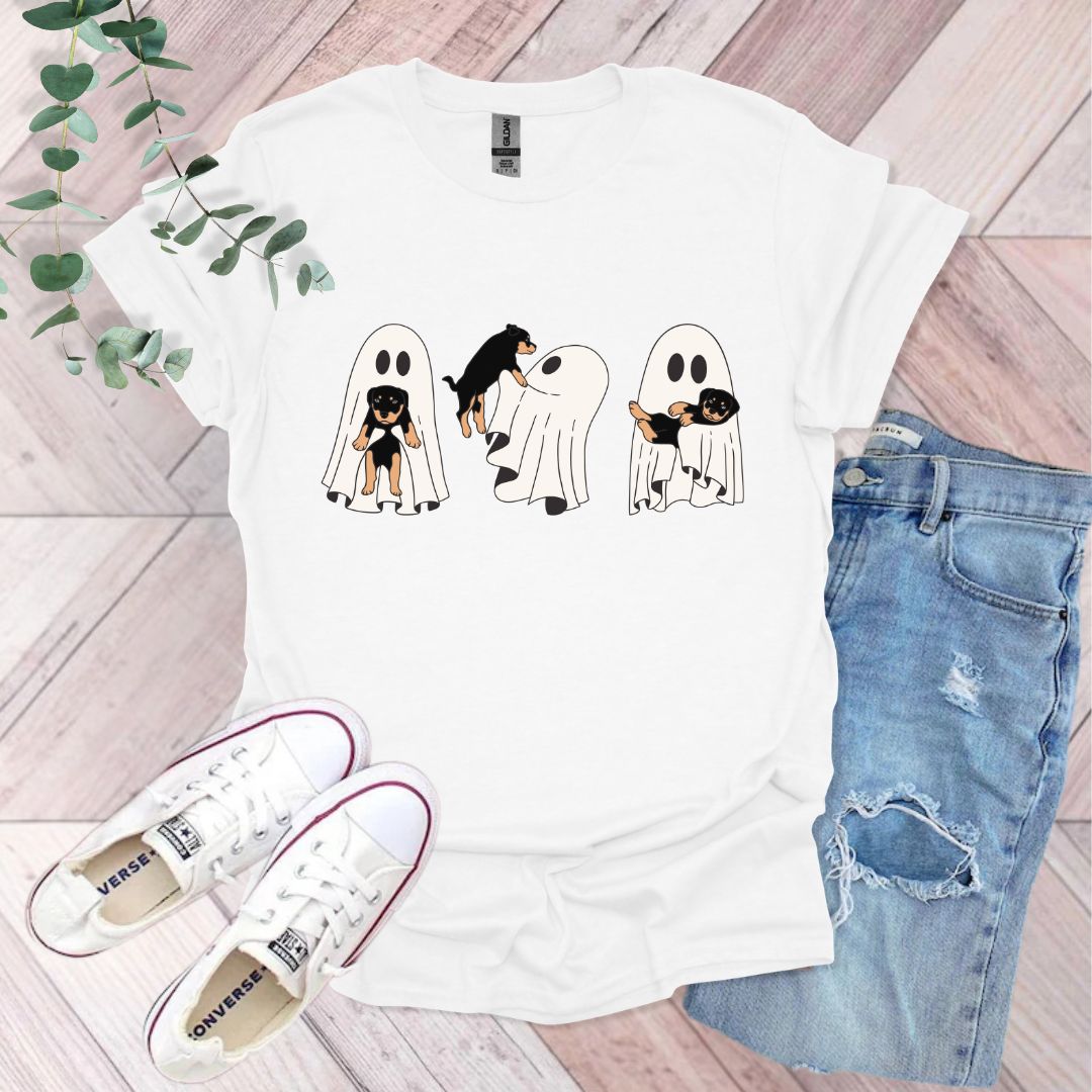 Spooky Ghost and Rottweiler Puppy T-Shirt