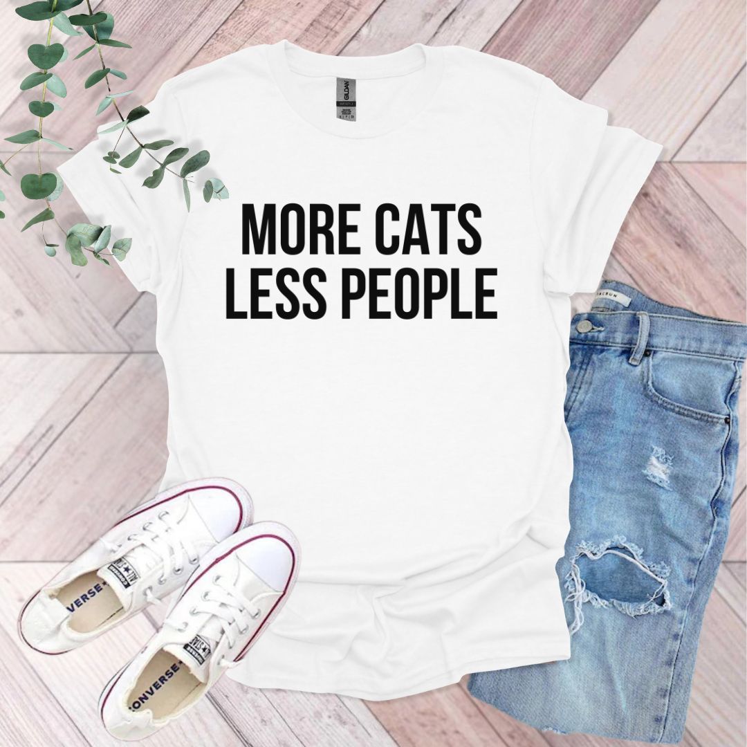 a t - shirt that says more cats less people