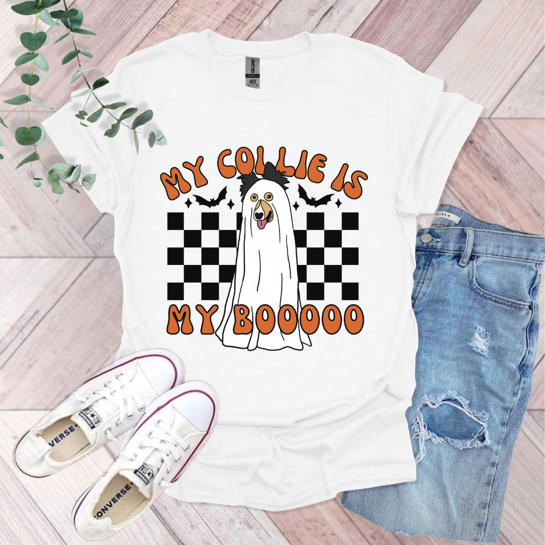 a white t - shirt with a ghost on it