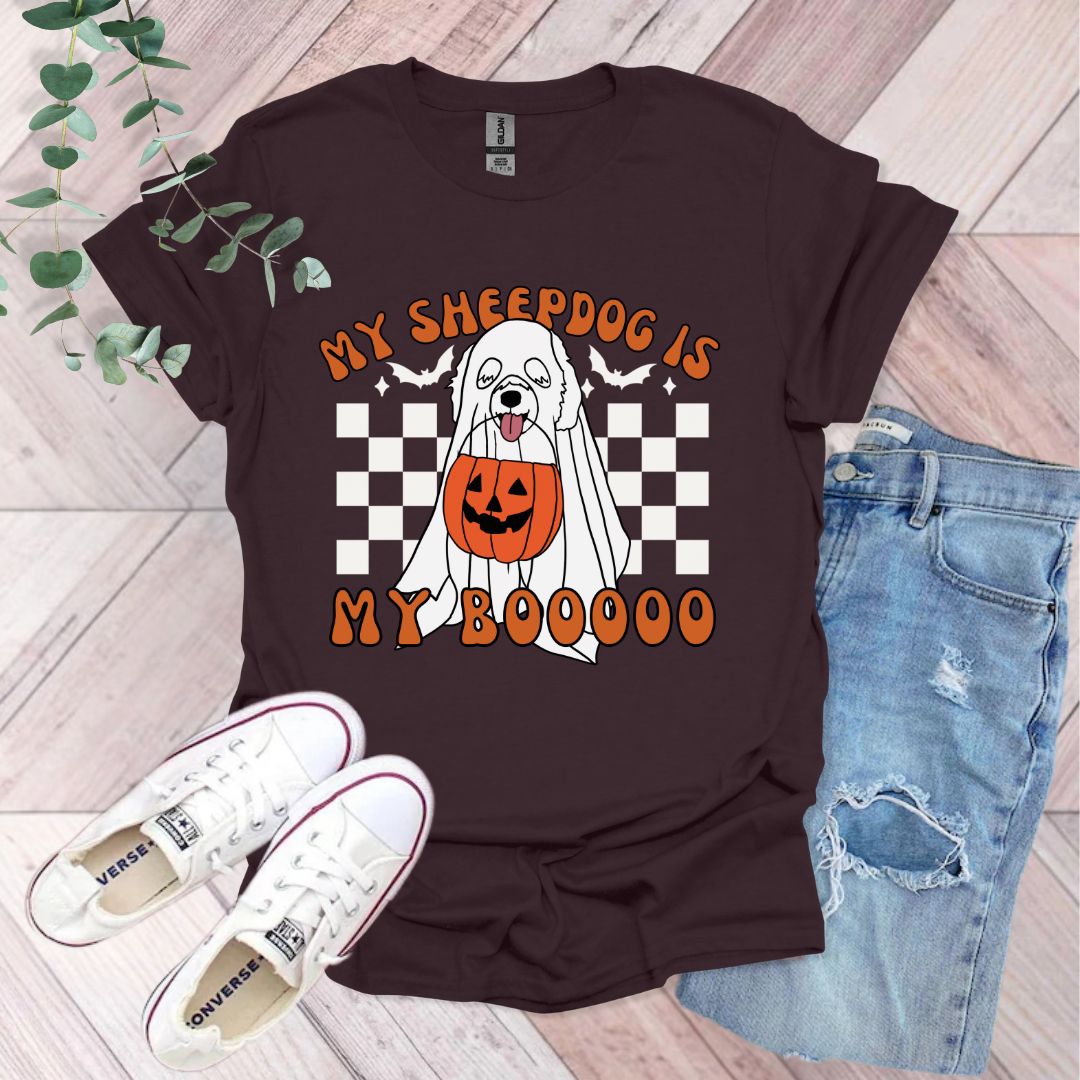 a shirt that says, my sheepdog is my booooo
