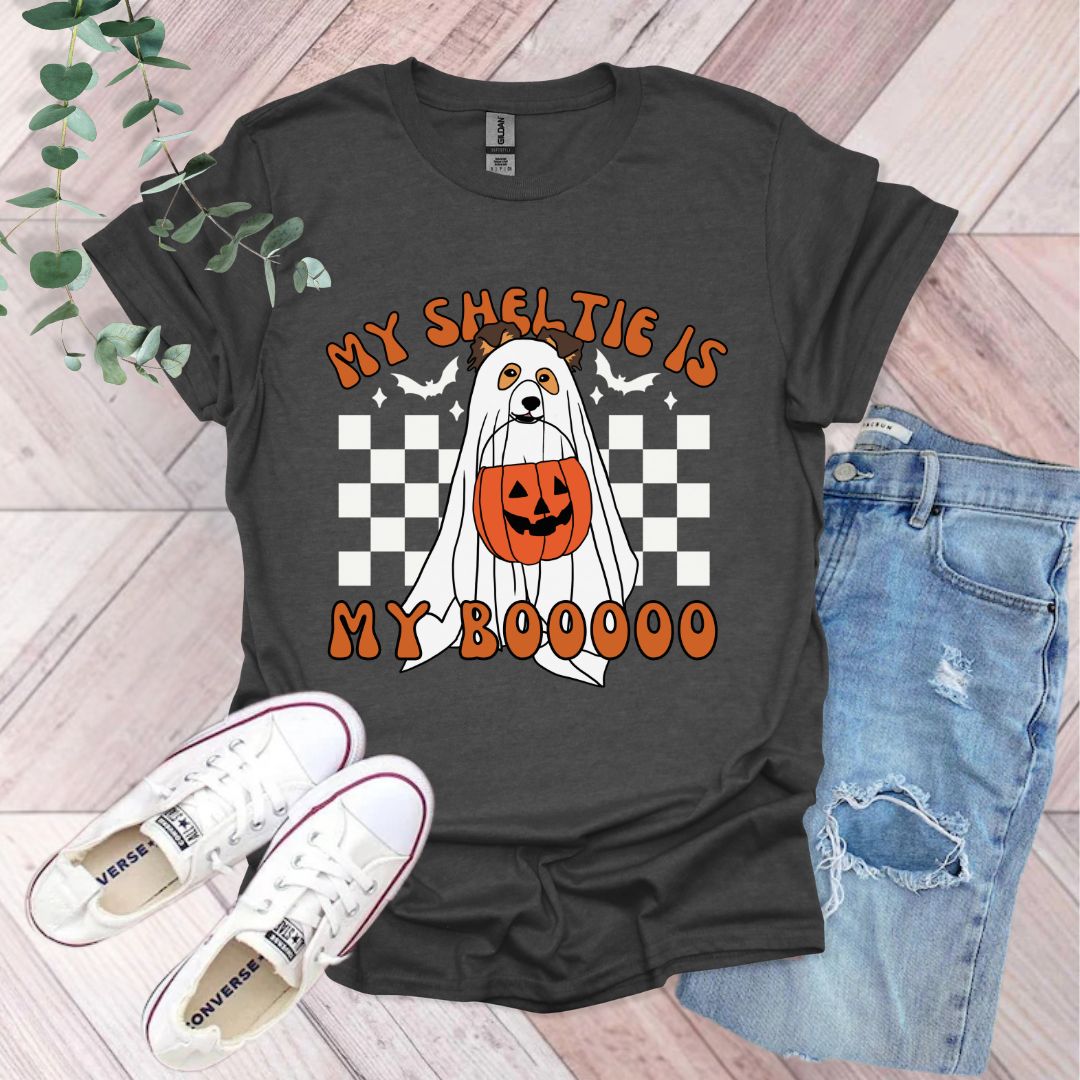a t - shirt that says, my shelting is my boooo