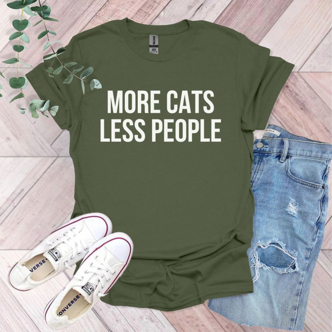 a t - shirt that says more cats less people