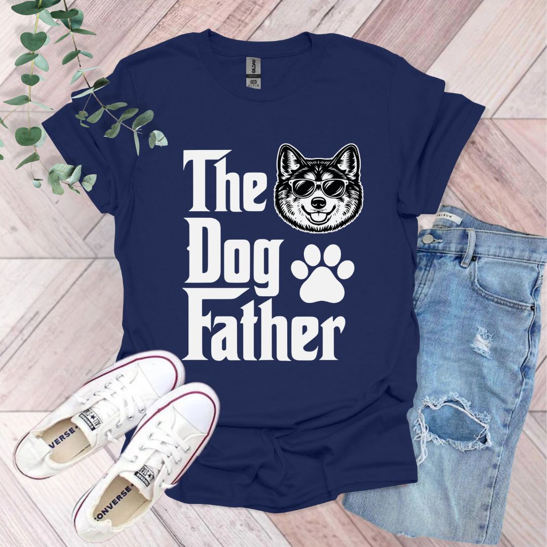 a t - shirt that says the dog father with a dog paw on it