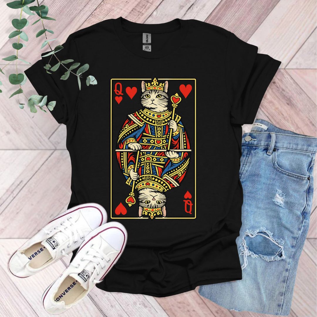 Queen of Hearts Cute Cat T-Shirt