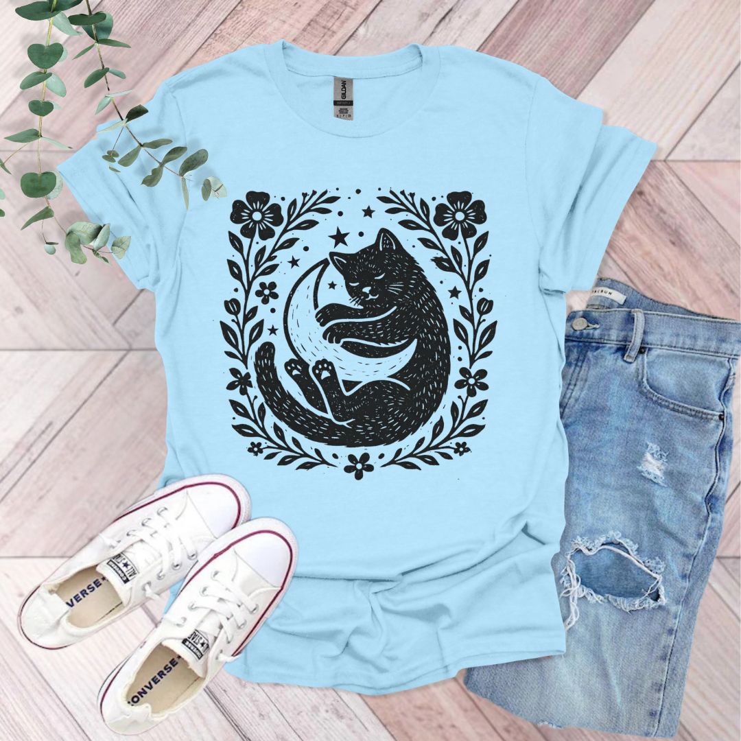 Vintage Sleeping Cat Moon T-Shirt