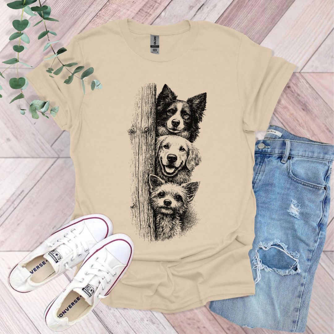 Vintage Peeking Dogs T-Shirt