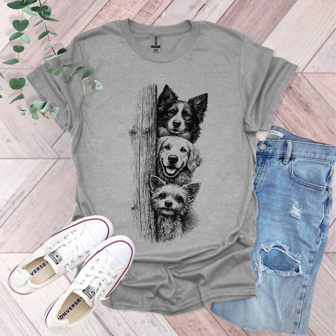 Vintage Peeking Dogs T-Shirt