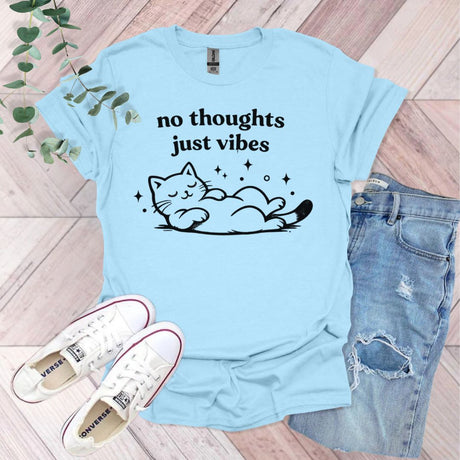 No Thoughts Just Vibes Lazy Cat T-Shirt