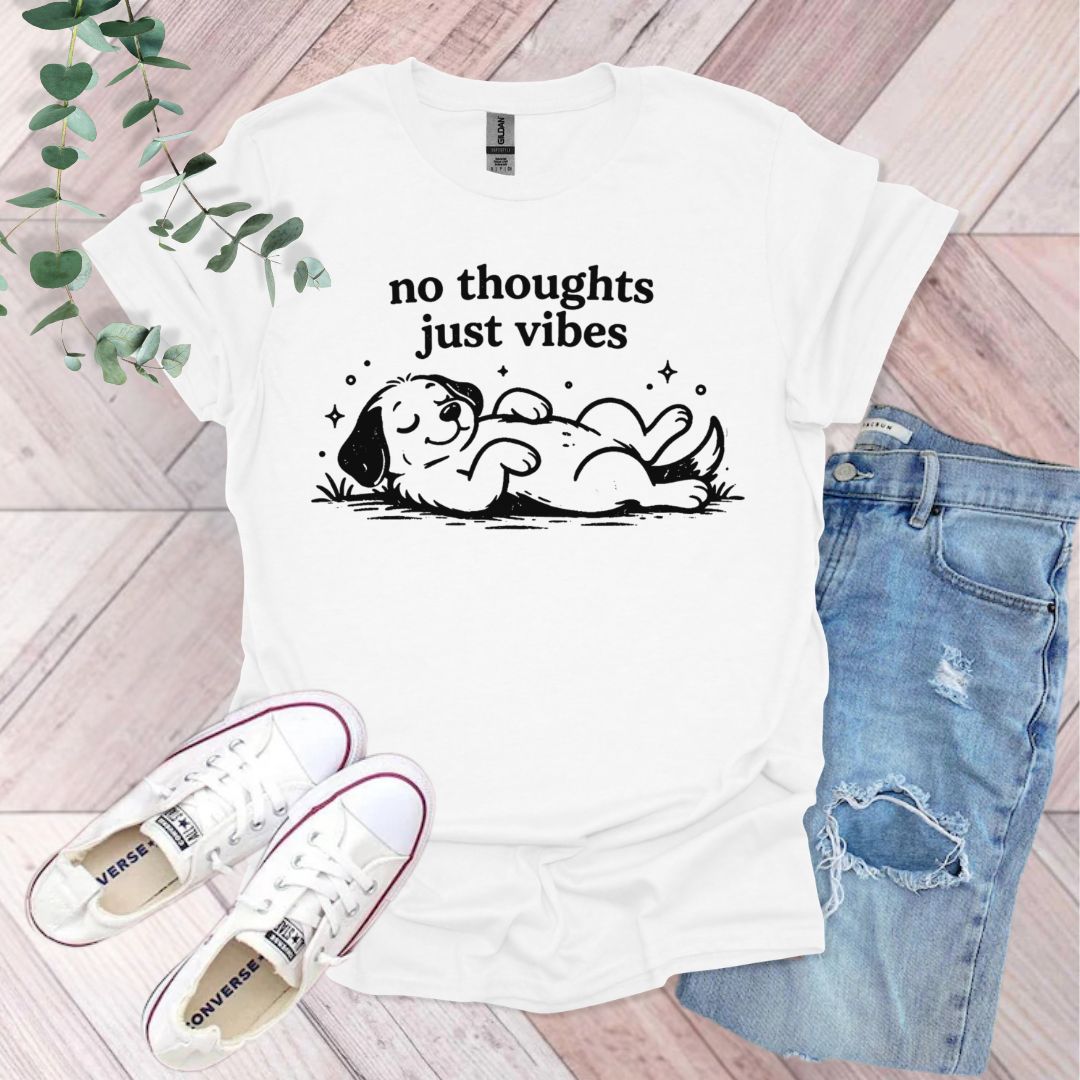 No Thoughts Just Vibes Lazy Dog T-Shirt