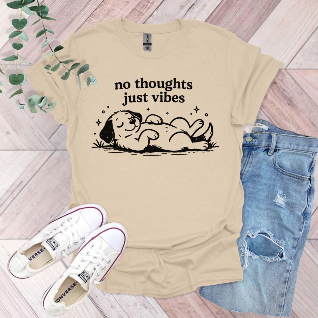 No Thoughts Just Vibes Lazy Dog T-Shirt