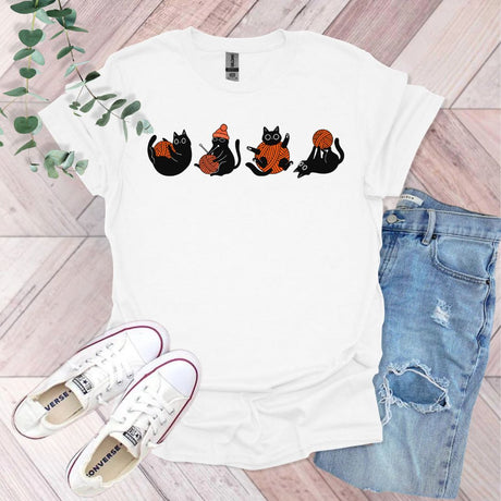 Cute Black Cats Yarn T-Shirt