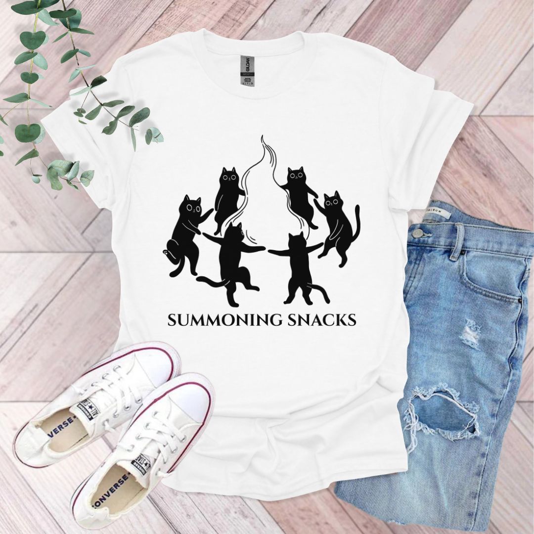 Summoning Snacks Funny Black Cats T-Shirt