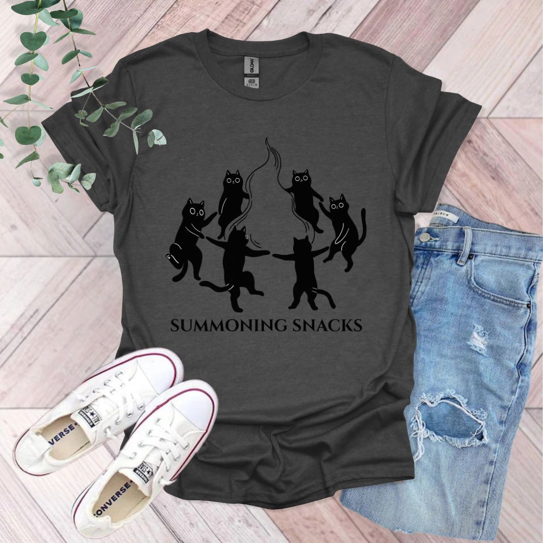 Summoning Snacks Funny Black Cats T-Shirt