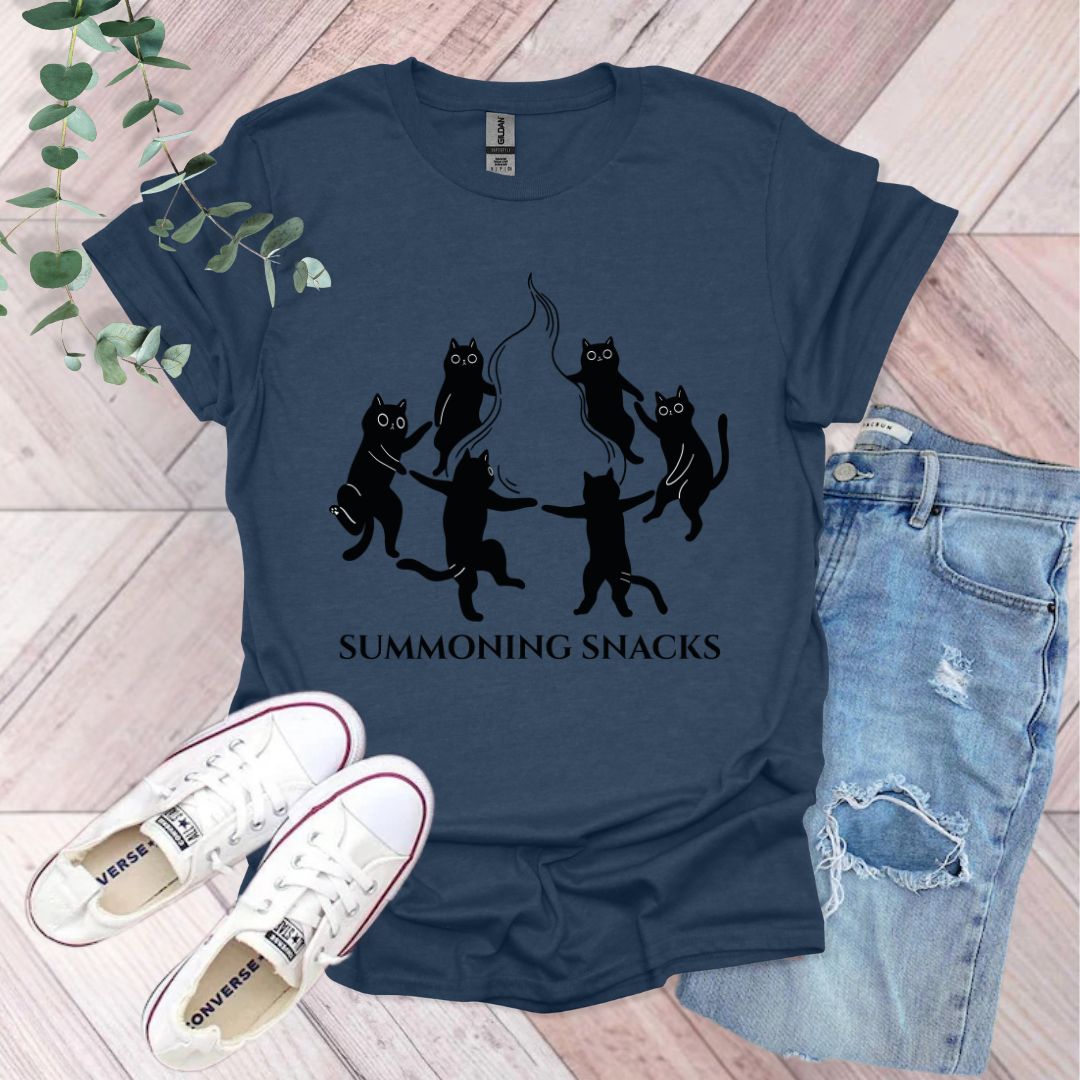 Summoning Snacks Funny Black Cats T-Shirt