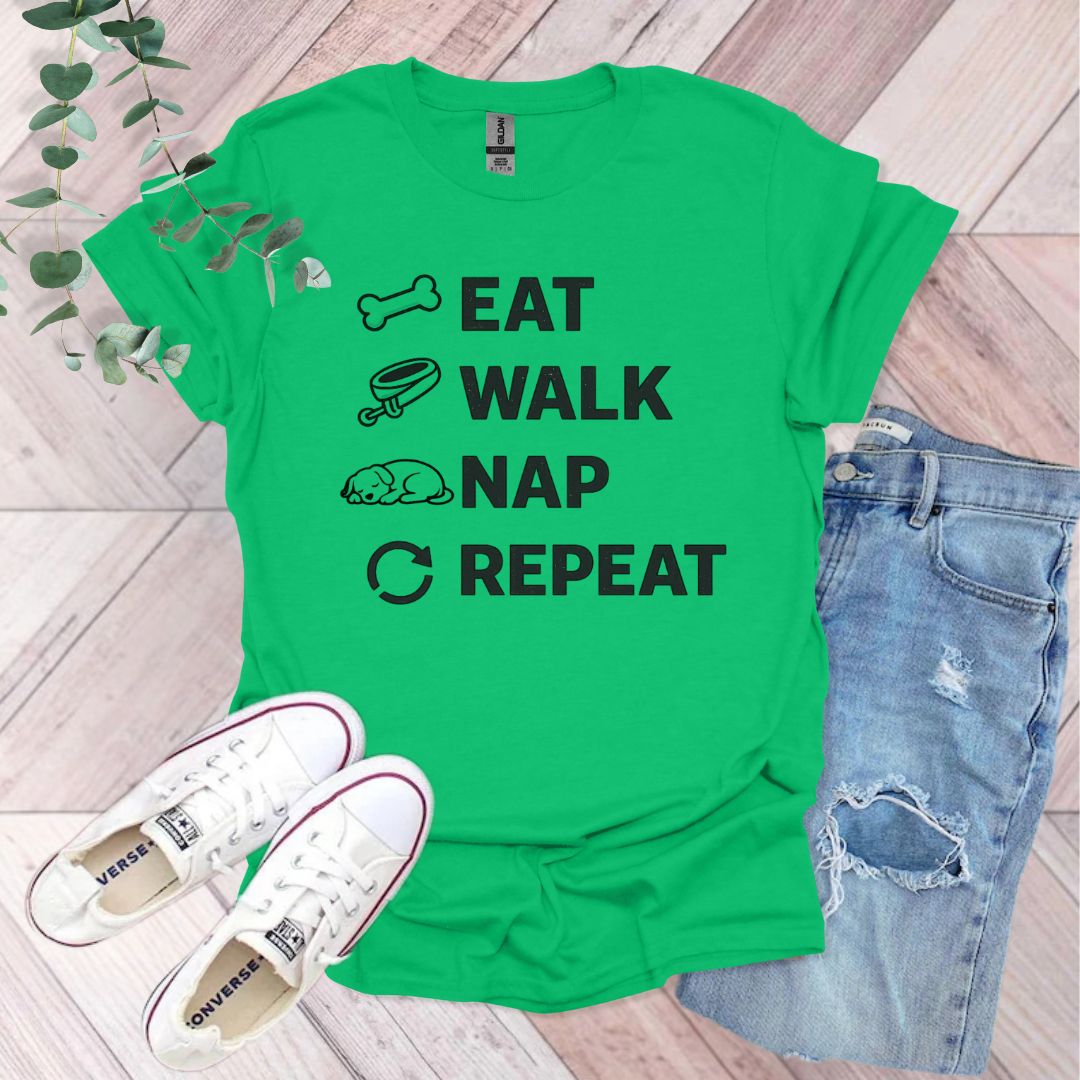 Eat Walk Nap Repeat Dog T-Shirt