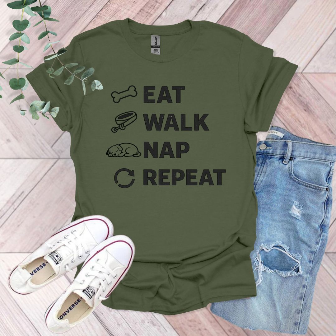 Eat Walk Nap Repeat Dog T-Shirt